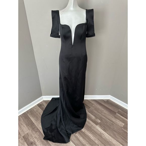 Ozgur Masur Satin Split-Sleeve Gown Size 4 $1796 - Picture 4 of 14